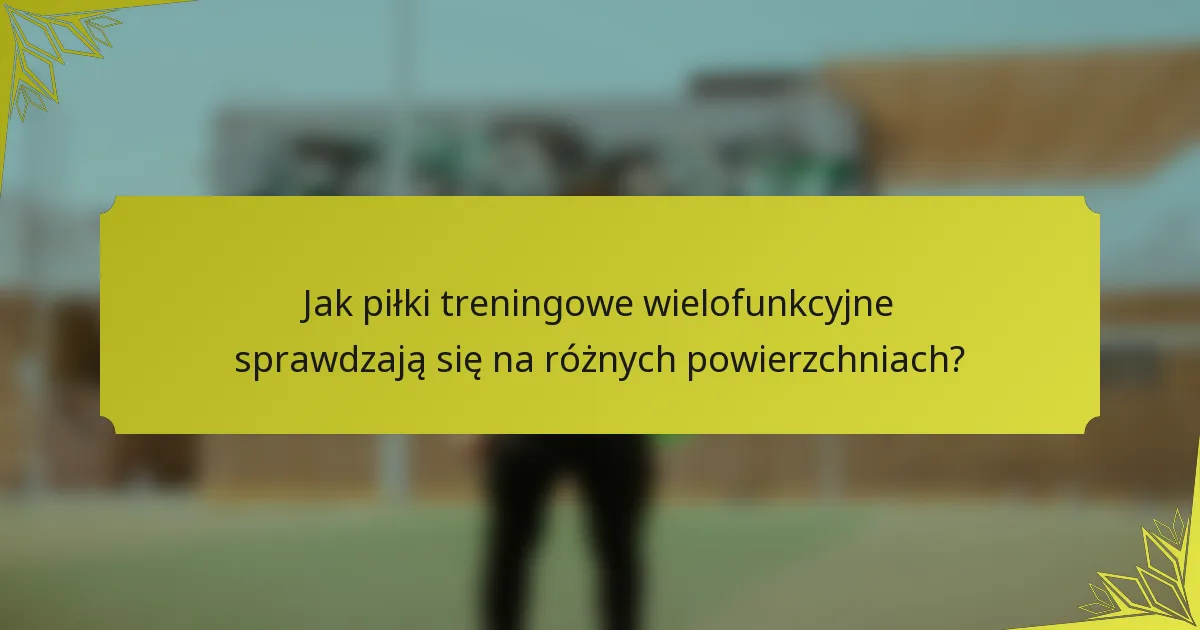 Jak piłki treningowe wielofunkcyjne sprawdzają się na różnych powierzchniach?