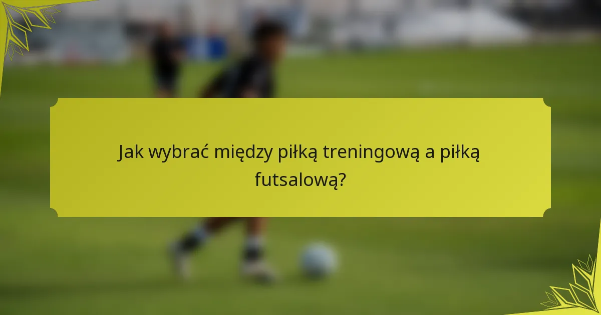 Jak wybrać między piłką treningową a piłką futsalową?