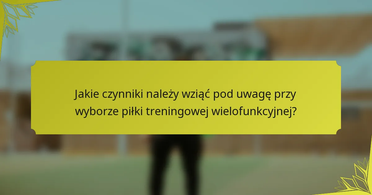 Jakie czynniki należy wziąć pod uwagę przy wyborze piłki treningowej wielofunkcyjnej?