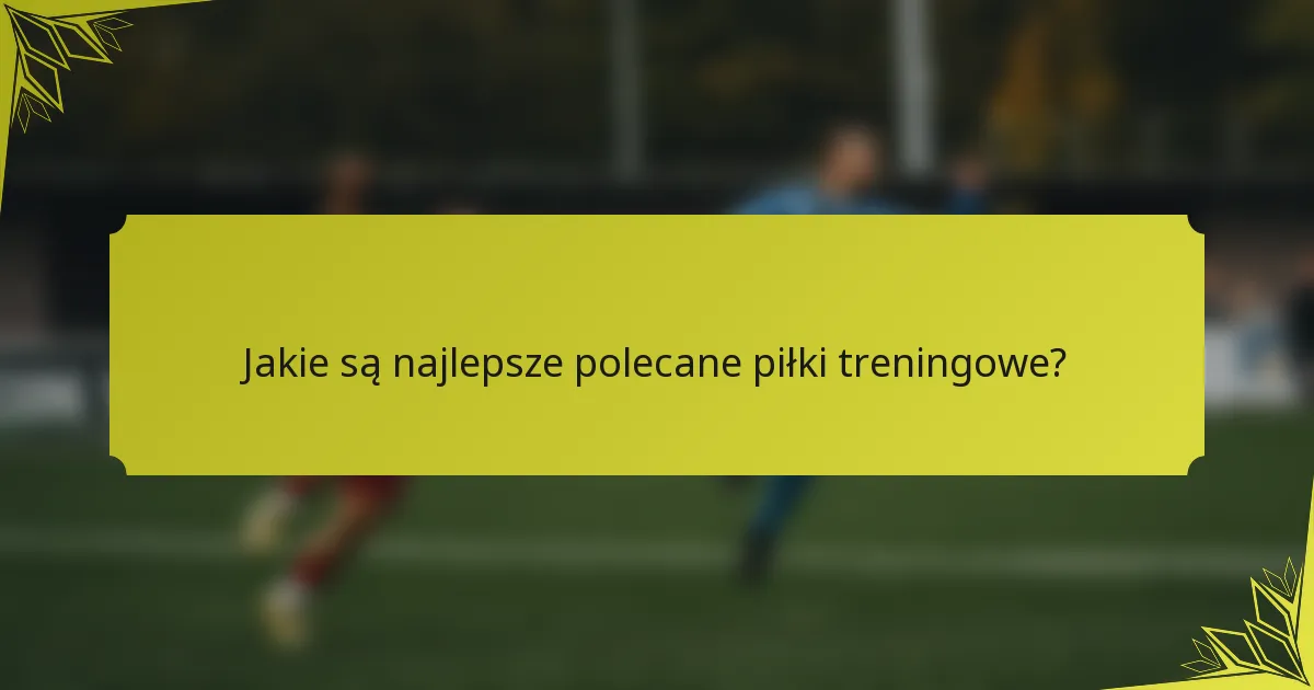 Jakie są najlepsze polecane piłki treningowe?
