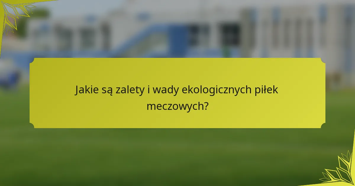Jakie są zalety i wady ekologicznych piłek meczowych?