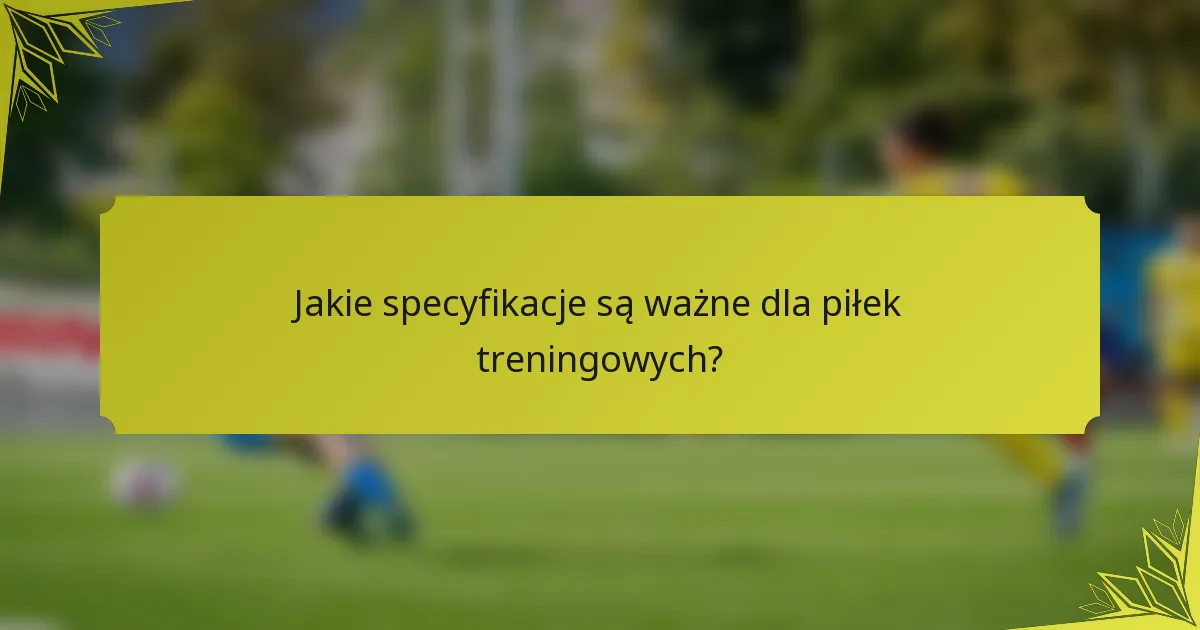 Jakie specyfikacje są ważne dla piłek treningowych?
