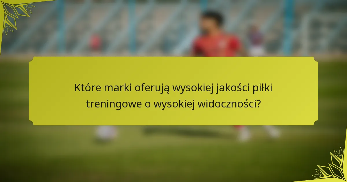 Które marki oferują wysokiej jakości piłki treningowe o wysokiej widoczności?